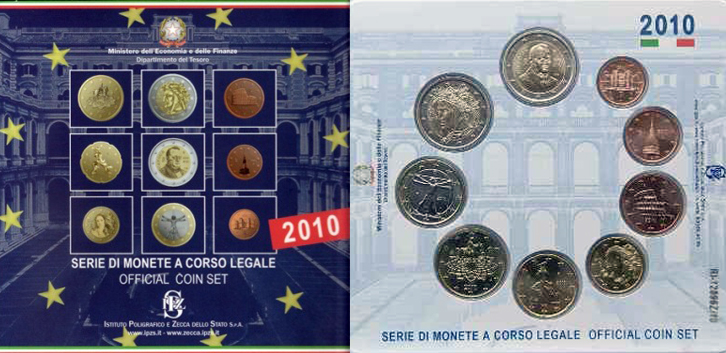 Moneta 9 Monete Euro - Italia - 2010