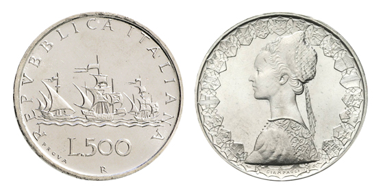 Moneta 500 Lire - Italia - 1957