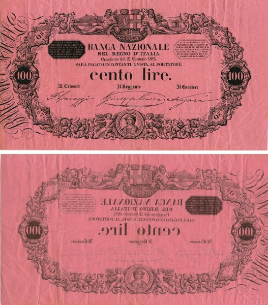 Banconota 100 Lire "Colombo" -  Regno d'Italia - 1873 