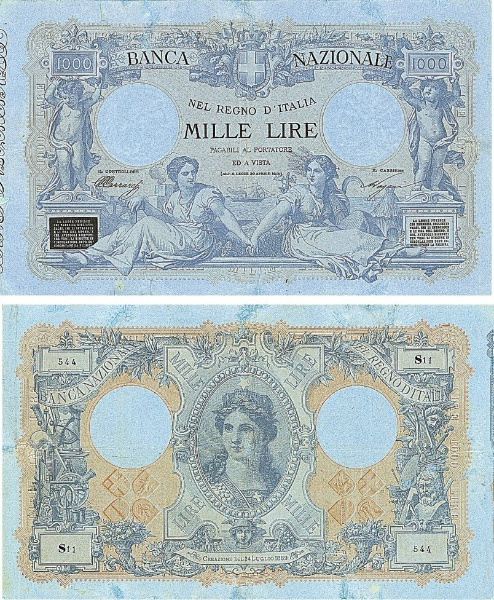 Banconota 1000 Lire "Industria e Commercio" -  Regno d'Italia - 1881 