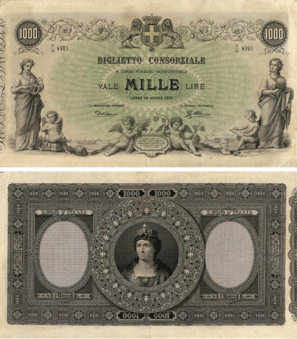 Banconota 1000 Lire  -  Regno d'Italia - 1877 