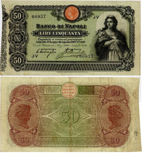 Banconota 50 Lire "Industria" -  Regno d'Italia - 1903 