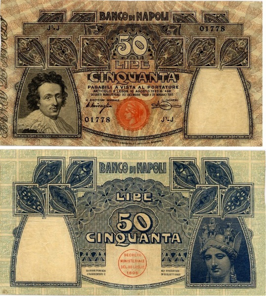 Banconota 50 Lire "Rosa" -  Regno d'Italia - 1914 