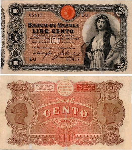 Banconota 100 Lire "Agricoltura" -  Regno d'Italia - 1903 