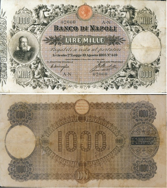 Banconota 1000 Lire "Galilei" -  Regno d'Italia - 1903 
