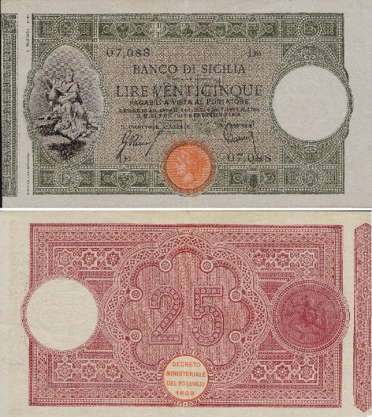 Banconota 25 Lire "2° Tipo" -  Regno d'Italia - 1918 
