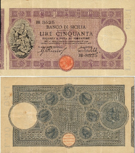 Banconota 50 Lire "2° Tipo" -  Regno d'Italia - 1915 