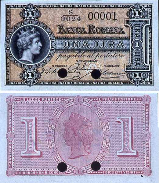 Banconota 1 Lira  -  Regno d'Italia - 1872 
