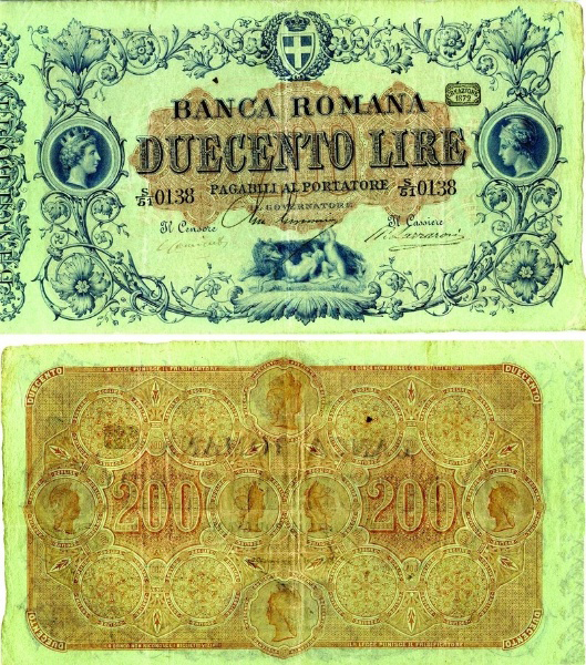 Banconota 200 Lire  -  Regno d'Italia - 1872 