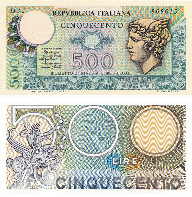 Banconota 500 Lire "Mercurio" -  Italia - 1979 