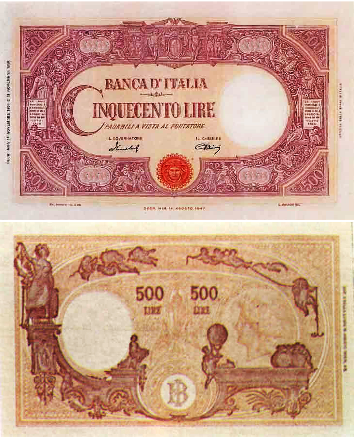 Banconota 500 Lire "Grande "C" (Medusa)" -  Italia - 1950 