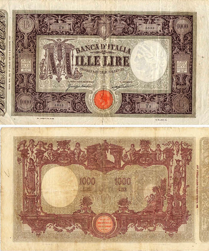 Banconota 1000 Lire "Matrice (Decreto) Umberto I" -  Regno d'Italia - 1896 
