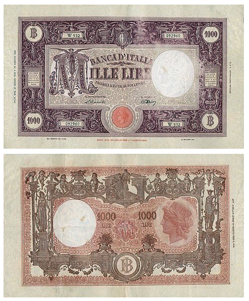 Banconota 1000 Lire "Grande "M" (B.I.)" -  Regno d'Italia - 1946 