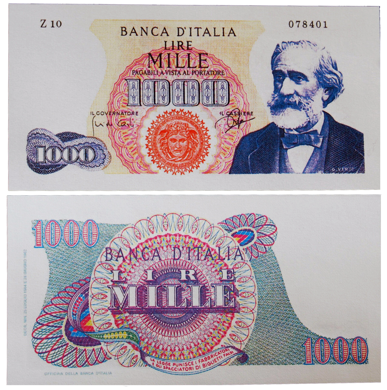 Banconota 1000 Lire "Giuseppe Verdi - 1° Tipo - Serie Sostitutiva" -  Italia - 1964 