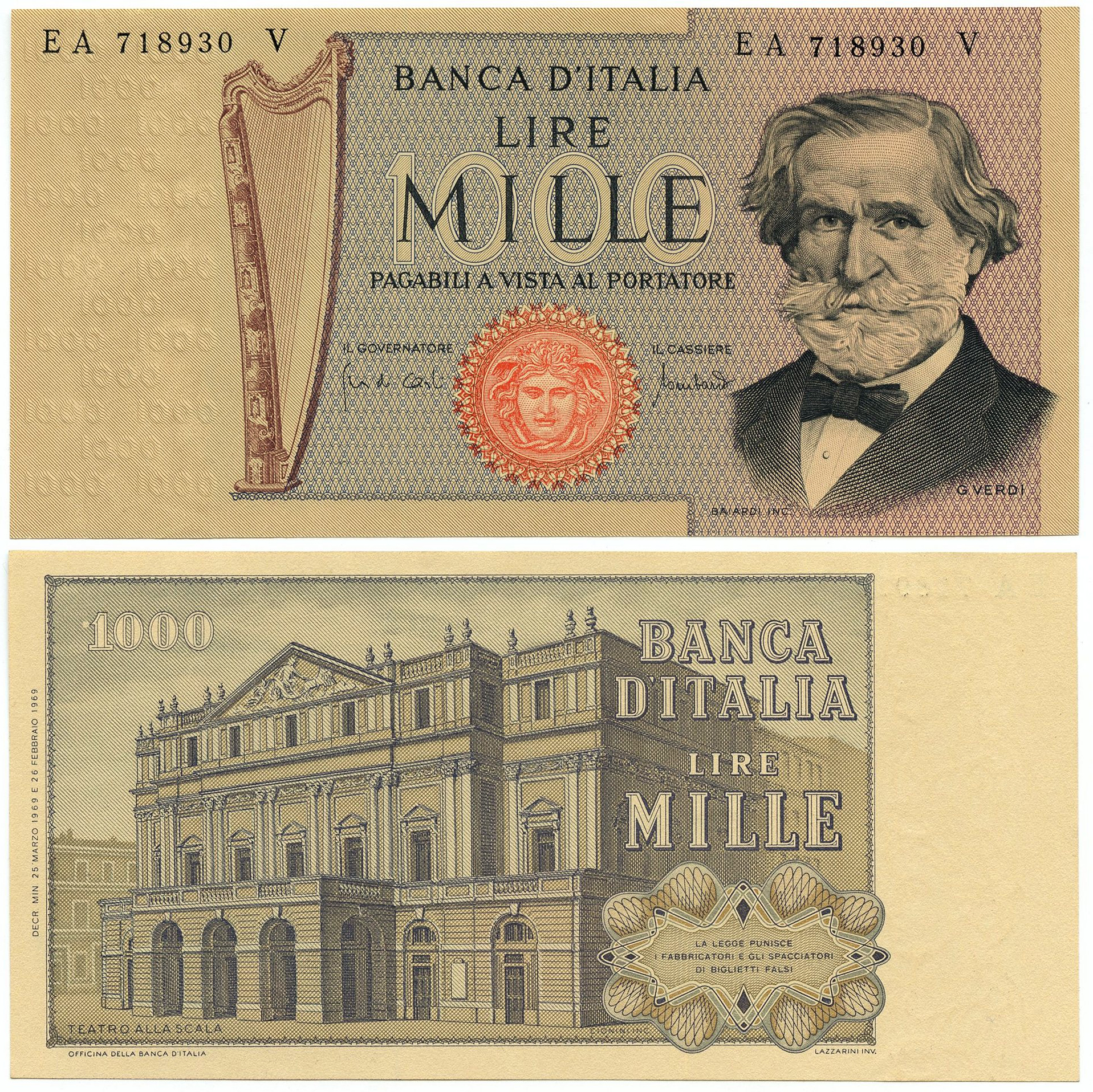 Banconota 1000 Lire "Giuseppe Verdi - 2° Tipo" -  Italia - 1979 