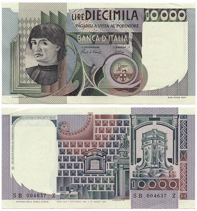 Banconota 10000 Lire "Del Castagno" -  Italia - 1982 