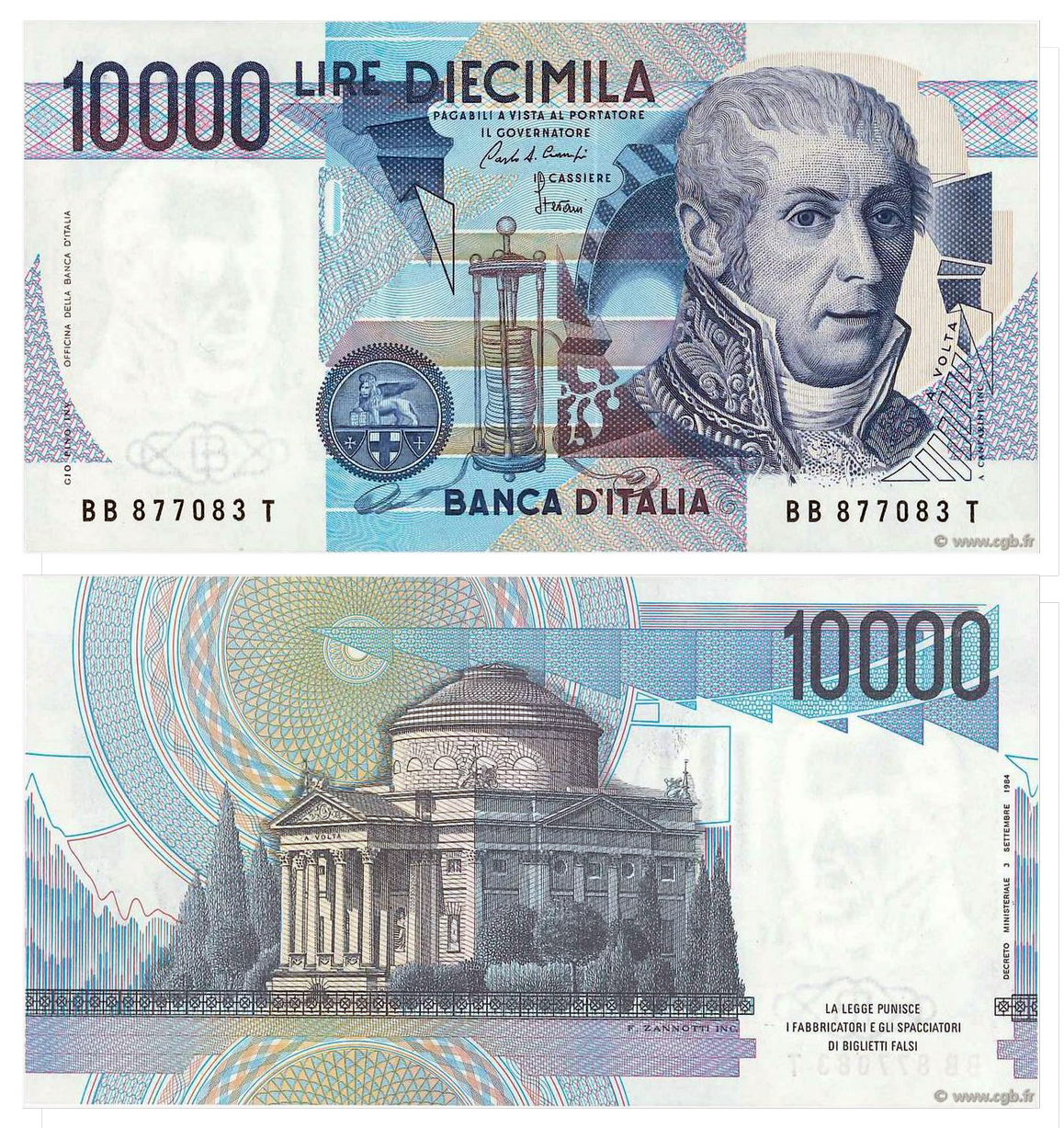 Banconota 10000 Lire "Alessandro Volta" -  Italia - 1998 