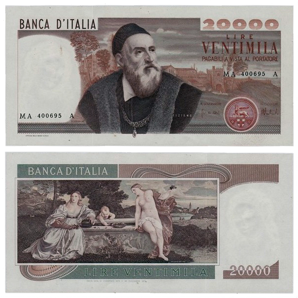Banconota 20000 Lire "Tiziano" -  Italia - 1975 
