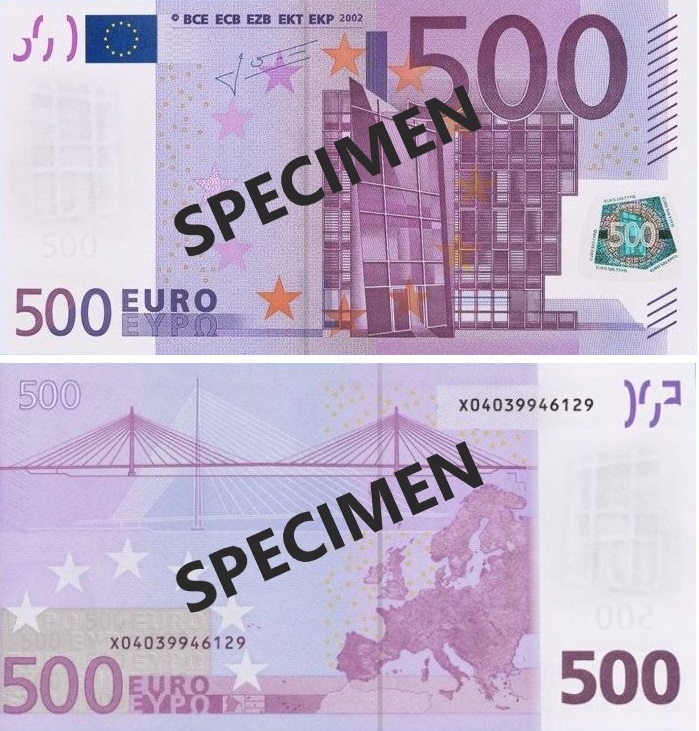 Banconota 500 Euro  -  Italia - 2002 
