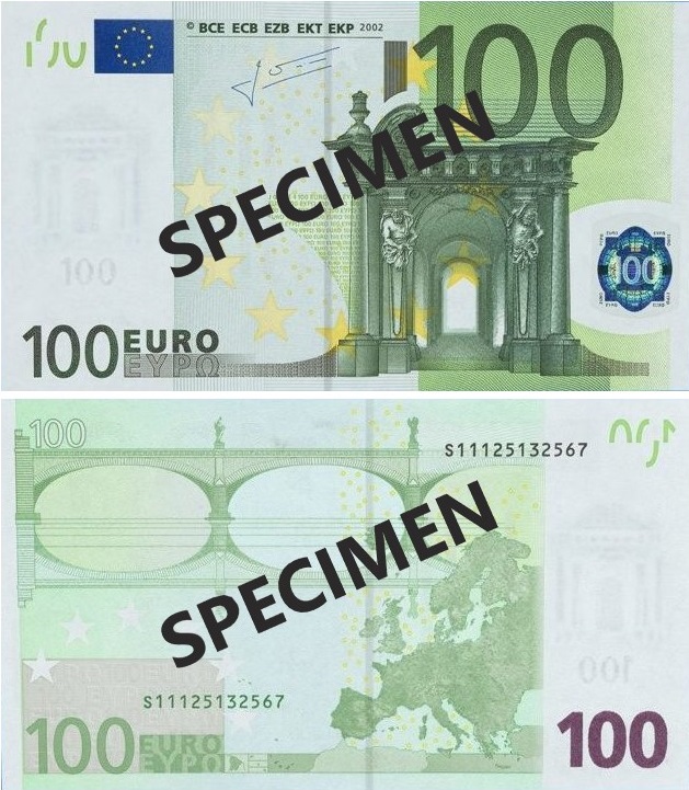 Banconota 100 Euro "1° Tipo" -  Italia - 2002 