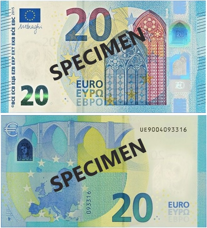 Banconota 20 Euro "2° Tipo - Serie Europa" -  Italia - 2015 