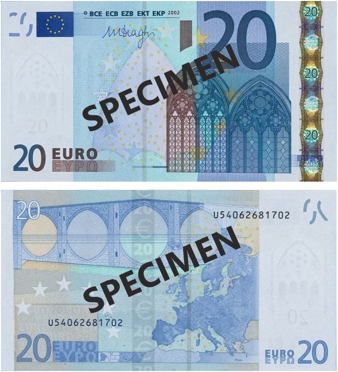 Banconota 20 Euro "1° Tipo" -  Italia - 2002 