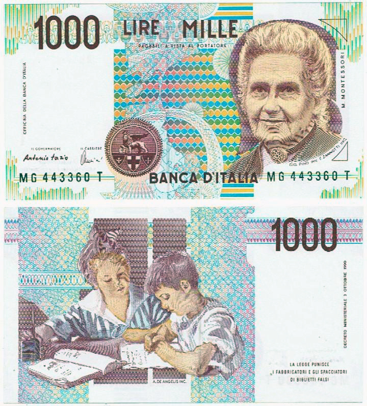 Banconota 1000 Lire "Maria Montessori" -  Italia - 1998 