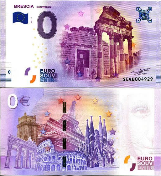 Banconota 0 Euro Brescia "Il Capitolium" -  Italia - 2017 