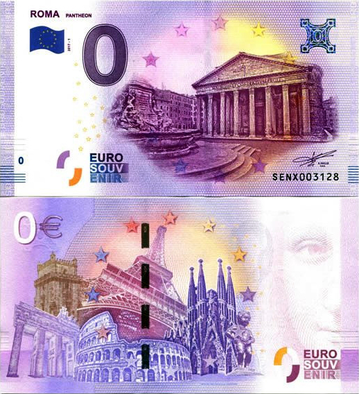 Banconota 0 Euro Roma "Pantheon" -  Italia - 2017 