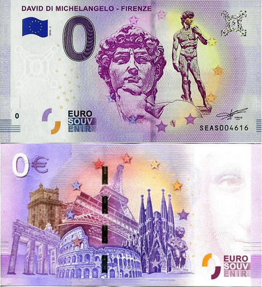 Banconota 0 Euro David di Michelangelo - Firenze -  Italia - 2018 