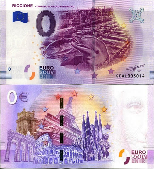 Banconota 0 Euro Riccione "Convegno Filatelico Numismatico" -  Italia - 2018 
