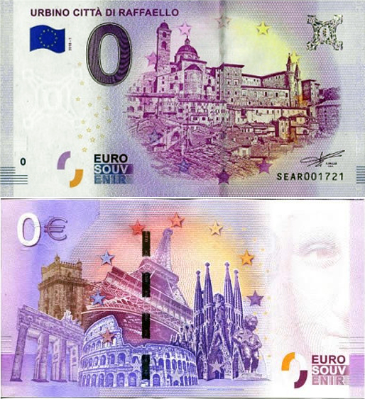 Banconota 0 Euro Urbino Città di Raffaello -  Italia - 2018 