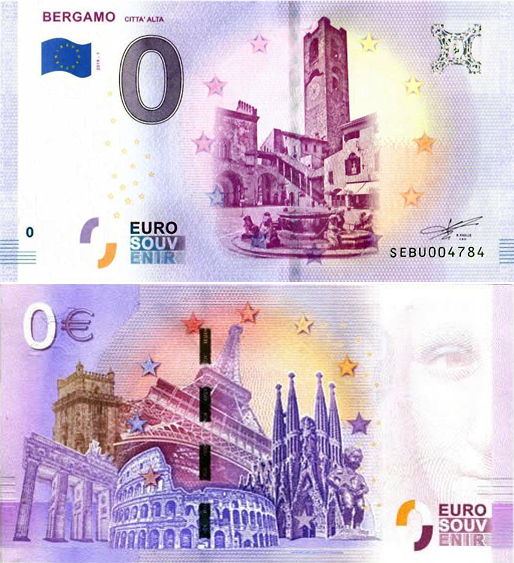 Banconota 0 Euro Bergamo "Città Alta" -  Italia - 2019 