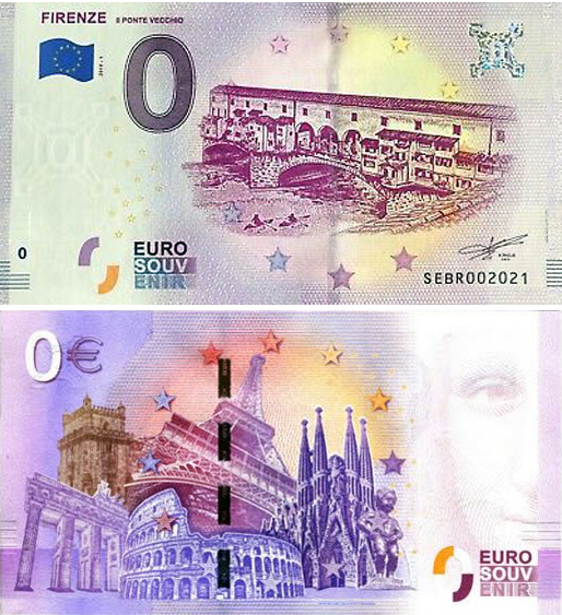 Banconota 0 Euro Firenze "Il Ponte Vecchio" -  Italia - 2019 
