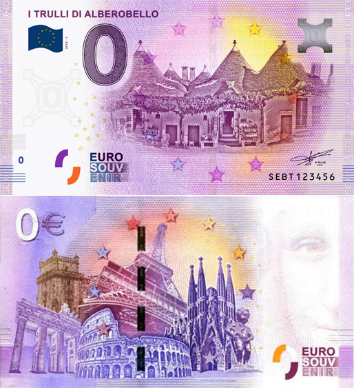 Banconota 0 Euro I Trulli di Alberobello -  Italia - 2019 