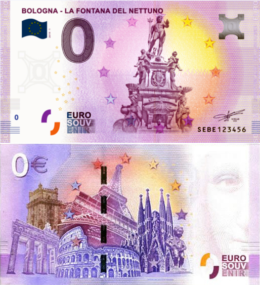 Banconota 0 Euro Bologna - La Fontana del Nettuno -  Italia - 2019 