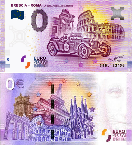 Banconota 0 Euro Brescia - Roma "La Corsa Più Bella del Mondo" -  Italia - 2019 