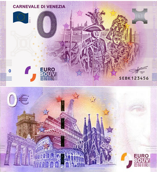 Banconota 0 Euro Carnevale di Venezia -  Italia - 2019 