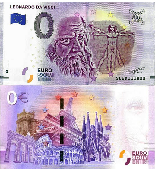 Banconota 0 Euro Leonardo da Vinci -  Italia - 2019 