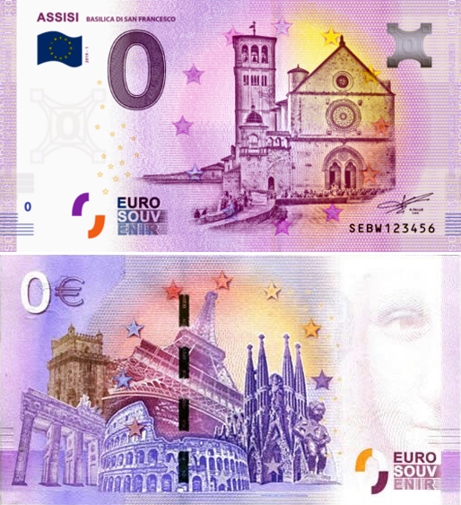 Banconota 0 Euro Assisi "Basilica di San Francesco" -  Italia - 2019 
