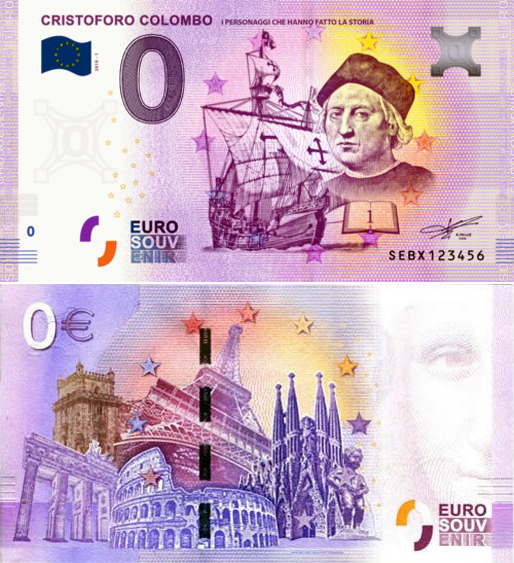 Banconota 0 Euro Cristoforo Colombo "I Personaggi che Hanno Fatto la Storia" -  Italia - 2019 