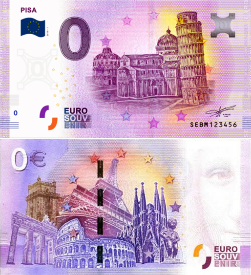 Banconota 0 Euro Pisa -  Italia - 2019 