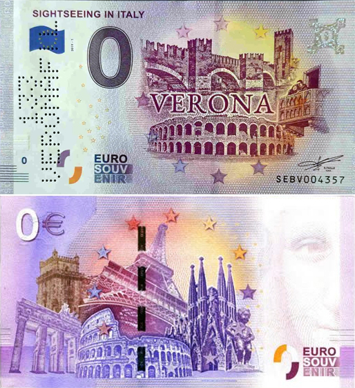Banconota 0 Euro Sightseeing in Italy - Verona (SPECIAL EDITION 133° VERONAFIL) -  Italia - 2019 