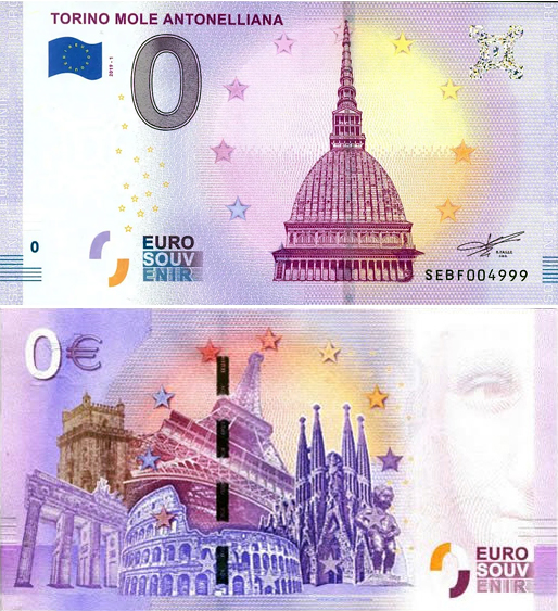 Banconota 0 Euro Torino Mole Antonelliana -  Italia - 2019 