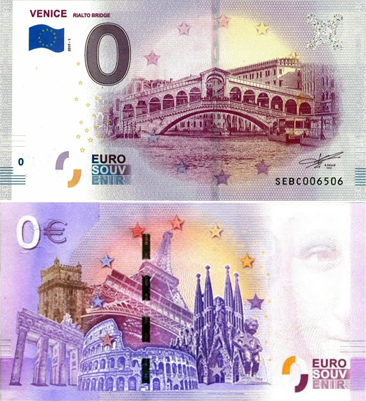 Banconota 0 Euro Venezia "Ponte di Rialto" - Venice Rialto Bridge -  Italia - 2019 