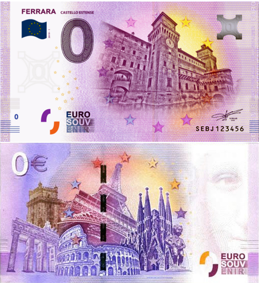 Banconota 0 Euro Ferrara "Castello Estense" -  Italia - 2019 