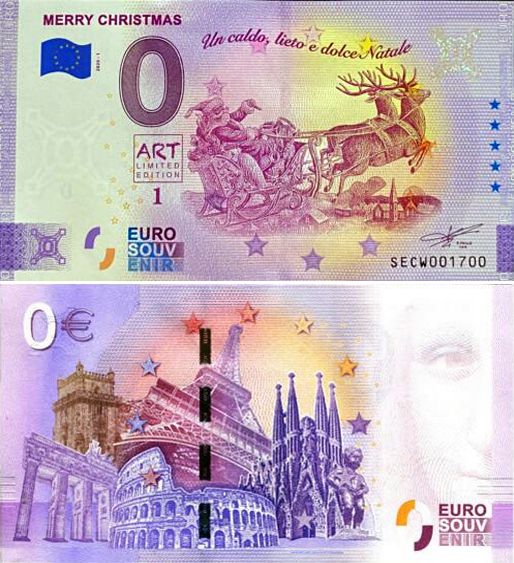 Banconota 0 Euro Merry Christmas -  Italia - 2020 
