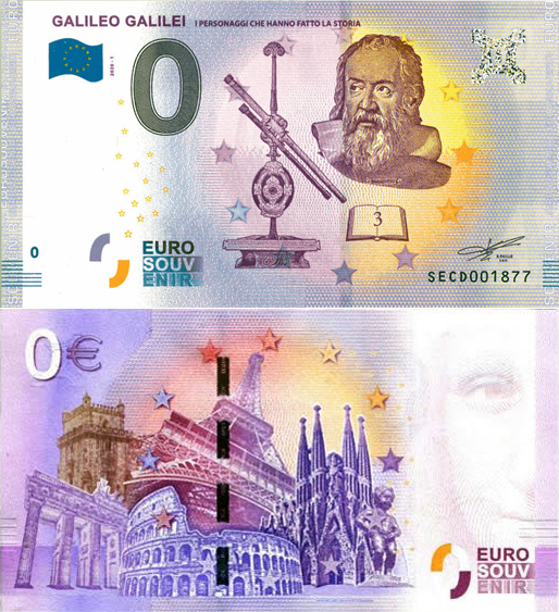 Banconota 0 Euro Galileo Galinei "I Personaggi che Hanno Fatto la Storia" -  Italia - 2020 