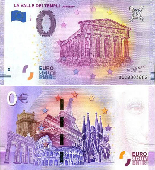 Banconota 0 Euro La Valle dei Templi "Agrigento" -  Italia - 2020 