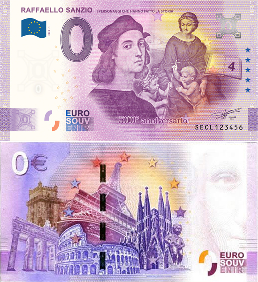 Banconota 0 Euro Raffaello Sanzio "I Personaggi che Hanno Fatto la Storia" -  Italia - 2020 